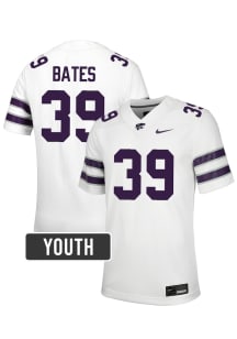 Travis Bates K-State Wildcats Youth White Nike NIL Name And Number Football Jersey