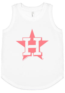 Houston Astros Girls White Primary Logo Short Sleeve Tank Top