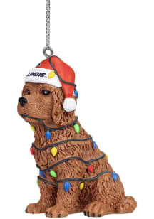 Illinois Fighting Illini Dog With Lights Ornament - Orange