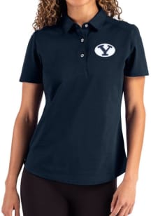 Cutter and Buck BYU Cougars Womens Navy Blue Advantage Short Sleeve Polo Shirt