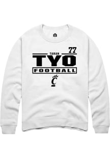 Taran Tyo Cincinnati Bearcats Mens White Football NIL Stacked Box Player Crew
