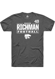 Maguire Richman K-State Wildcats Dark Grey Football NIL Stacked Box Short Sleeve Player T Shirt
