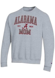 Champion Alabama Crimson Tide Mens Grey EST Date Mom Powerblend Long Sleeve Crew Sweatshirt