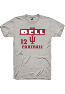 Jacob Bell Indiana Hoosiers Ash Football NIL Striped Short Sleeve Player T Shirt
