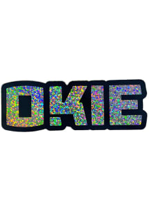 Oklahoma Okie Holographic Glitter Stickers - Silver
