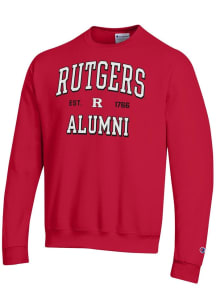 Champion Rutgers Scarlet Knights Mens Red Est Date Alumni Powerblend Long Sleeve Crew Sweatshirt