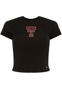 Hype and Vice Texas Tech Red Raiders Womens Black Beaded Baby Short Sleeve T-Shirt