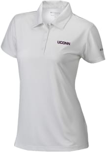 Columbia UConn Huskies Womens White Heat Seal Birdie Short Sleeve Polo Shirt
