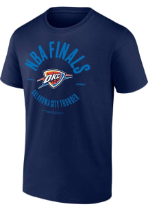 Oklahoma City Thunder Navy Blue 2025 Finals Participant Playoff Charging Foul Short Sleeve T Shirt