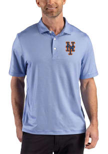 Cutter and Buck New York Mets Mens Blue Team Lattice Short Sleeve Polo