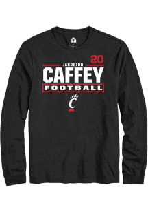 Jakorion Caffey Cincinnati Bearcats Black Football NIL Stacked Box Long Sleeve Player T Shirt