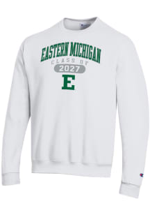 Champion Eastern Michigan Eagles Mens White Pill Class of 2027 Powerblend Long Sleeve Crew Sweatsh..
