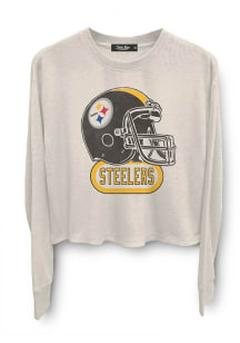 Junk Food Clothing Pittsburgh Steelers Womens Oatmeal Thermal Helmet LS Tee