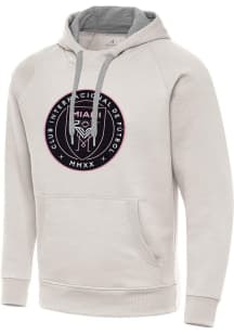 Antigua Inter Miami CF Mens White Full Front Victory Long Sleeve Hoodie