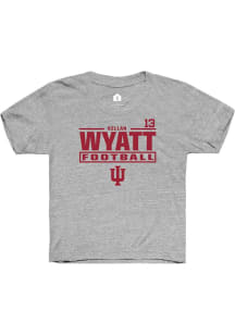 Kellan Wyatt Indiana Hoosiers Youth Grey NIL Stacked Box Player Tee