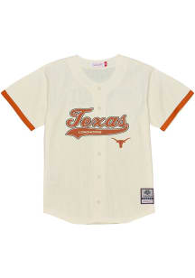 Mitchell and Ness Texas Longhorns Mens White Button Front Baseball Jersey