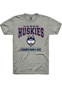 Summit Sportswear UConn Huskies Grey Heather Women's Swim & Dive Short Sleeve T Shirt