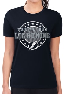 4Her Tampa Bay Lightning Womens Navy Blue Pinstripe Circle Short Sleeve T-Shirt
