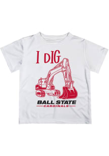 Vive La Fete Ball State Cardinals Toddler White Excavator Short Sleeve T-Shirt