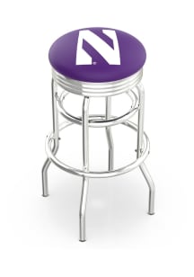 Northwestern Wildcats Double-Ring Swivel Chrome Pub Stool - Black