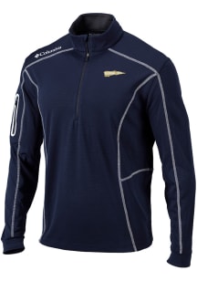 Columbia GA Tech Yellow Jackets Mens Navy Blue Vault Heat Seal Omni Wick Shotgun Long Sleeve Qtr Z..