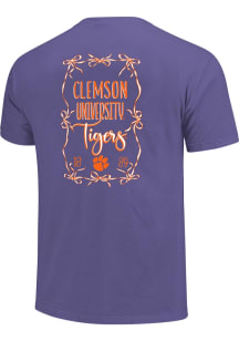 Clemson Tigers Womens Lavender Bow Frame Short Sleeve T-Shirt