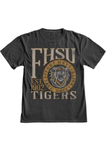 Blue 84 Fort Hays State Tigers Black Overdyed First Dibs Short Sleeve T Shirt