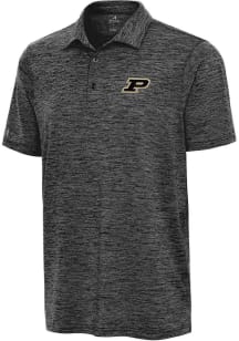 Antigua Purdue Boilermakers Mens Black Sprout Short Sleeve Polo
