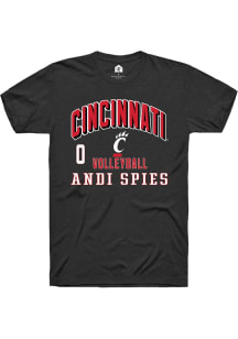 Andi Spies Cincinnati Bearcats Black NIL Arch Logo Short Sleeve Player T Shirt