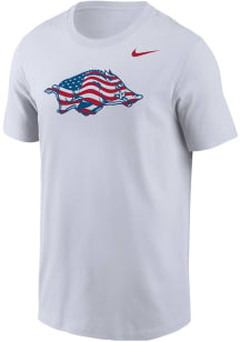 Nike Arkansas Razorbacks White Patriotic Logo Short Sleeve T Shirt