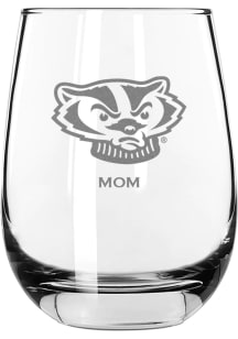 Wisconsin Badgers Mom 15oz Stemless Wine Glass - White