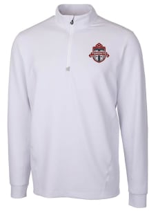 Cutter and Buck Toronto FC Mens White Traverse Long Sleeve Qtr Zip Pullover