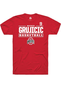 Mathieu Grujicic Ohio State Buckeyes Red NIL Stacked Box Short Sleeve Player T Shirt