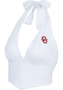 Oklahoma Sooners Womens White Double Hitter Halter Tank Top