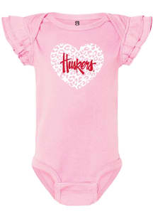 Summit Sportswear Nebraska Cornhuskers Baby Pink Flutter Sleeve Short Sleeve One Piece
