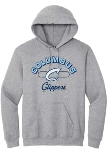 Summit Sportswear Columbus Clippers Mens Grey Vintage Arch Script Long Sleeve Hoodie