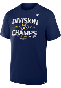 Milwaukee Brewers Mens Navy Blue 2025 Division Champions Locker Room Big and Tall T-Shirt