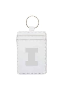 Illinois Fighting Illini Leatherette Vertical ID Keychain - White