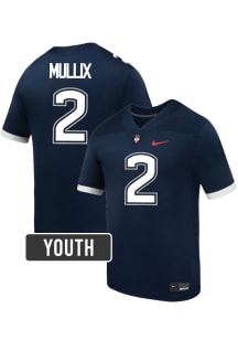 Tahjae Mullix UConn Huskies Youth Navy Blue Nike NIL Name And Number Football Jersey