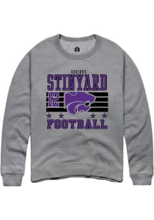 Serious Stinyard K-State Wildcats Mens Grey Football NIL Striped Player Crew