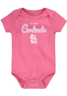 St Louis Cardinals Baby Pink Big Game Short Sleeve One Piece