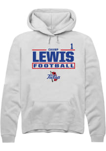Champ Lewis Tulsa Golden Hurricane Mens White Football NIL Stacked Box Player Hood