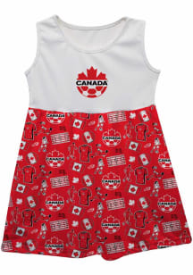 Vive La Fete Canada National Team Baby Girls White Maddie Short Sleeve Dress