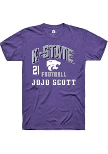 jojo scott K-State Wildcats Purple Football NIL Arch Logo Short Sleeve Player T Shirt