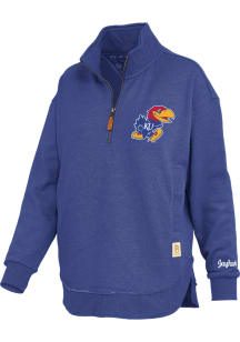 Pressbox Kansas Jayhawks Womens Blue Northfork Sojourn Qtr Zip