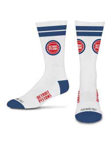 Detroit Pistons White Stripes Mens Crew Socks