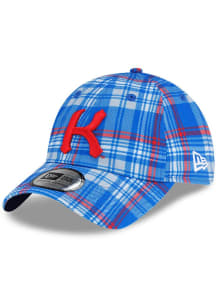 New Era Kansas Jayhawks Tartan Casual Classic Adjustable Hat - Blue