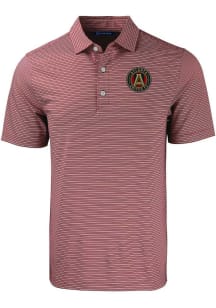 Cutter and Buck Atlanta United FC Mens Burgundy Forge Double Stripe Short Sleeve Polo