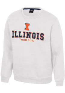 Colosseum Illinois Fighting Illini Mens White Yes Chef Long Sleeve Crew Sweatshirt