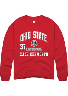 Zach Hepworth Ohio State Buckeyes Mens Red NIL Arch Logo Player Crew